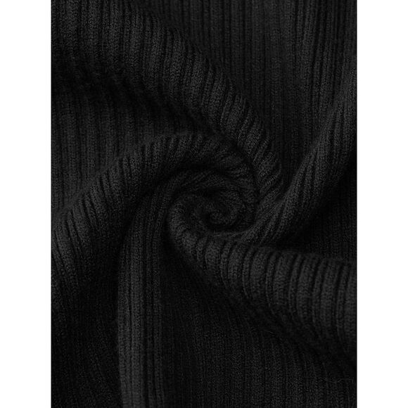 Plus Size Knit Sweater Ruffled Button Cardigan Outerwear Black - Picture 5 of 6